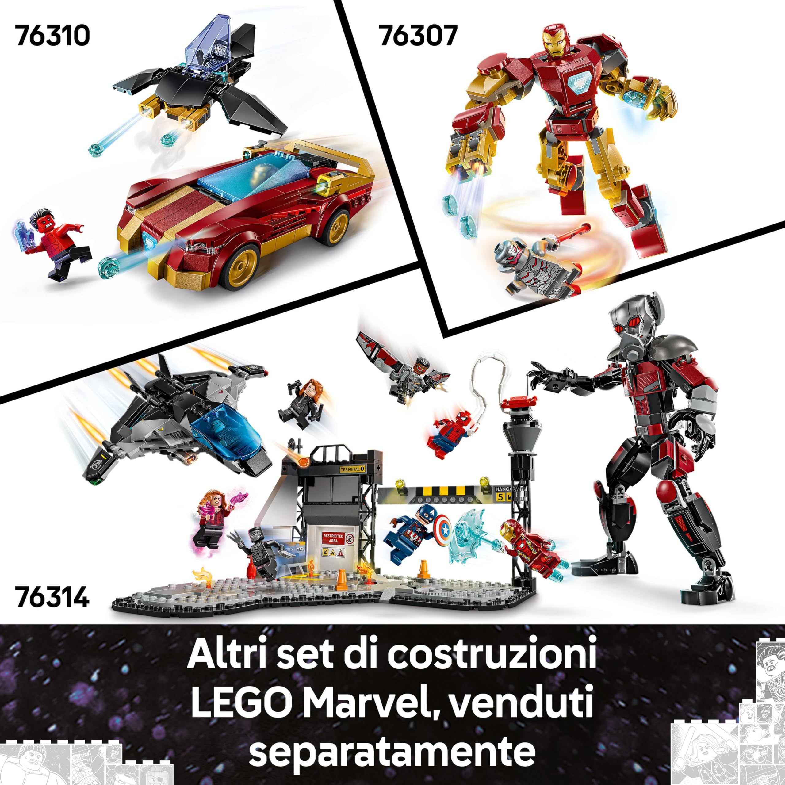 LEGO Logo e Minifigure MARVEL - Modellino da Costruire con Supereroi Leggende di Hulk, Thor, Iron Man, Black Widow e Captain America Giocattolo, Giochi per Bambini da 12 Anni da Collezione 76313