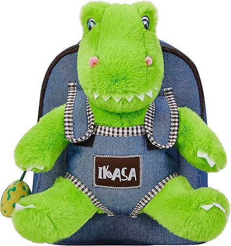 IKASA Mochila para niños pequeños con juguete de peluche, bolsa de viaje preescolar para niñas pequeñas de 3, 4, 5, 6, 7 años, Azul (Dinosaur Blue)