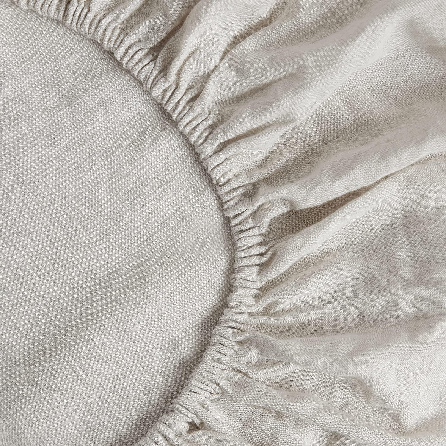 GIORCIS 100 Linen Fitted Sheet Queen, Stone Washed French