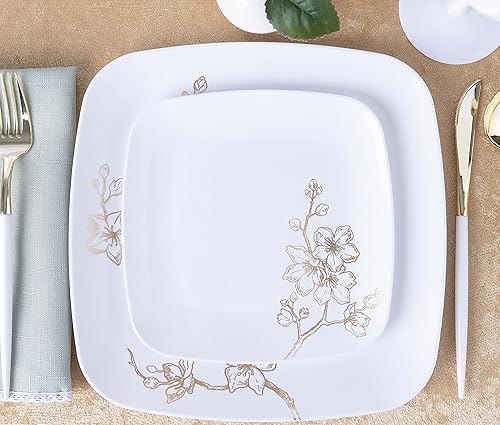 Miniatura 4 de Plasticpro El juego de platos cuadrados de 32 piezas incluye platos de ensalada de 16 x 7 pulgadas y platos llanos de 16 x 10 pulgadas, platos de