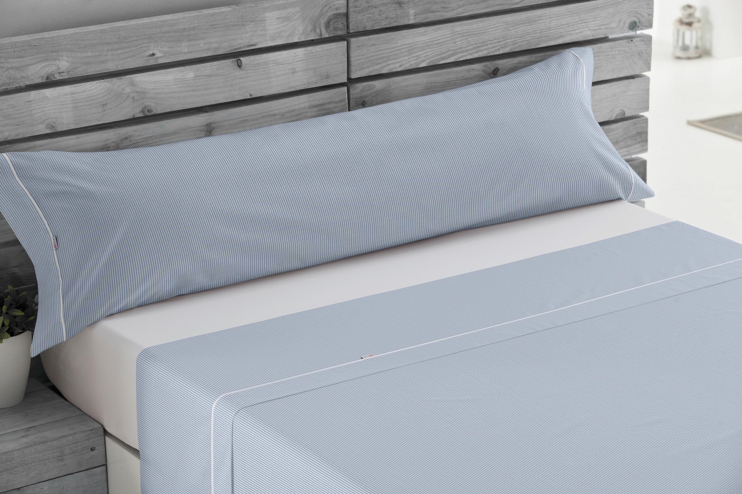 Juego de sábanas Greta color azul Cama de 150 (3 piezas) - 100% algodón - 200 hilos. Gramage: 125