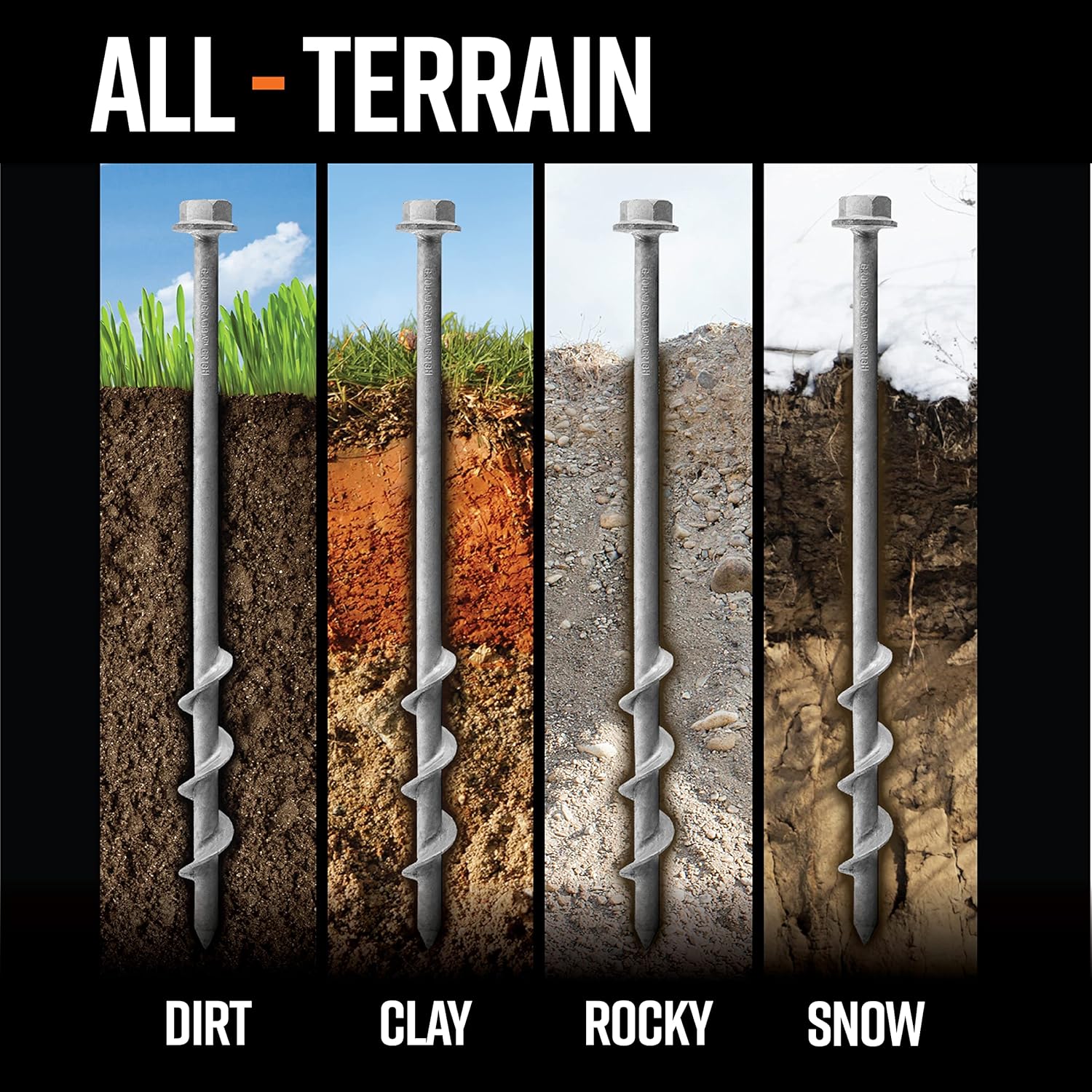 GROUNDGRABBA Ground Anchor Screw Kit - 2X 1 Ft Ground Anchors Heavy Duty for High Winds | Ground Anchor Kit for Swing Sets | Screw in Anchor for Pop-Up Canopy, Tents and More