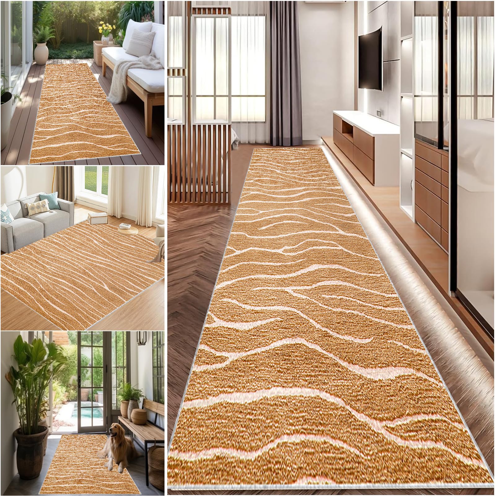 Long Hallway Rug Kitchen Carpet Runners Washable Runner Rugs for Hallway Non Slip Hall Runner Rugs Carpet Floor Mat for Hallway Entryway Laundry Room Living Room Area Rug Narrow Rugs 120 x 400 cm