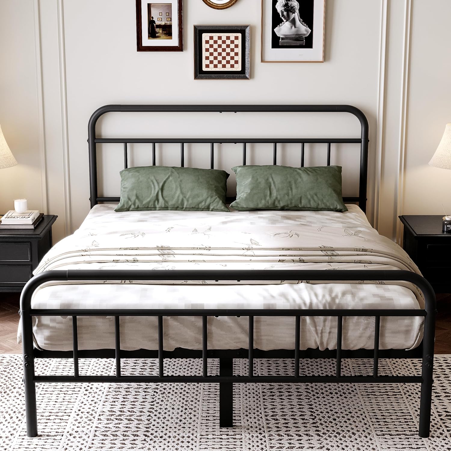 14Inch Metal Bed Frame,Full Size Bed Frame with Storage Space,Heavy Duty Sturdy Mattress Foundation,Easy Assembly,No Box Spring Needed,Full