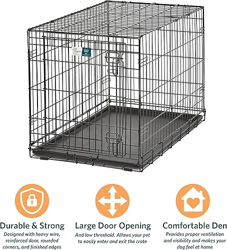 Miniatura 2 de Jaula resistente de metal Midwest para perro jaula con una y doble puerta con panel divisor la superficie es antideslizante y a prueba de derrames