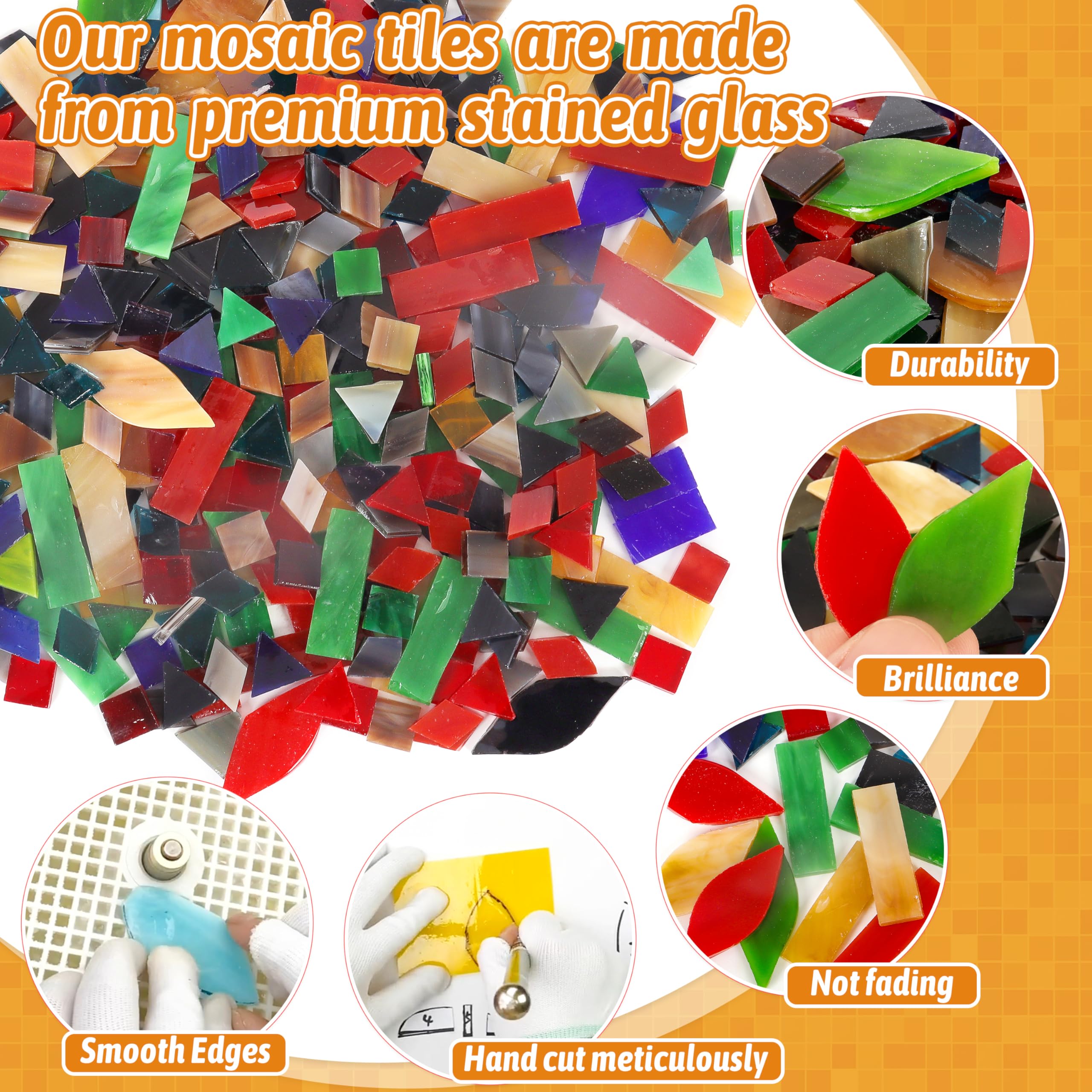Amazon.com: Mosaic Glass Pieces Tiles for Adults: LATIIZ 320Pcs