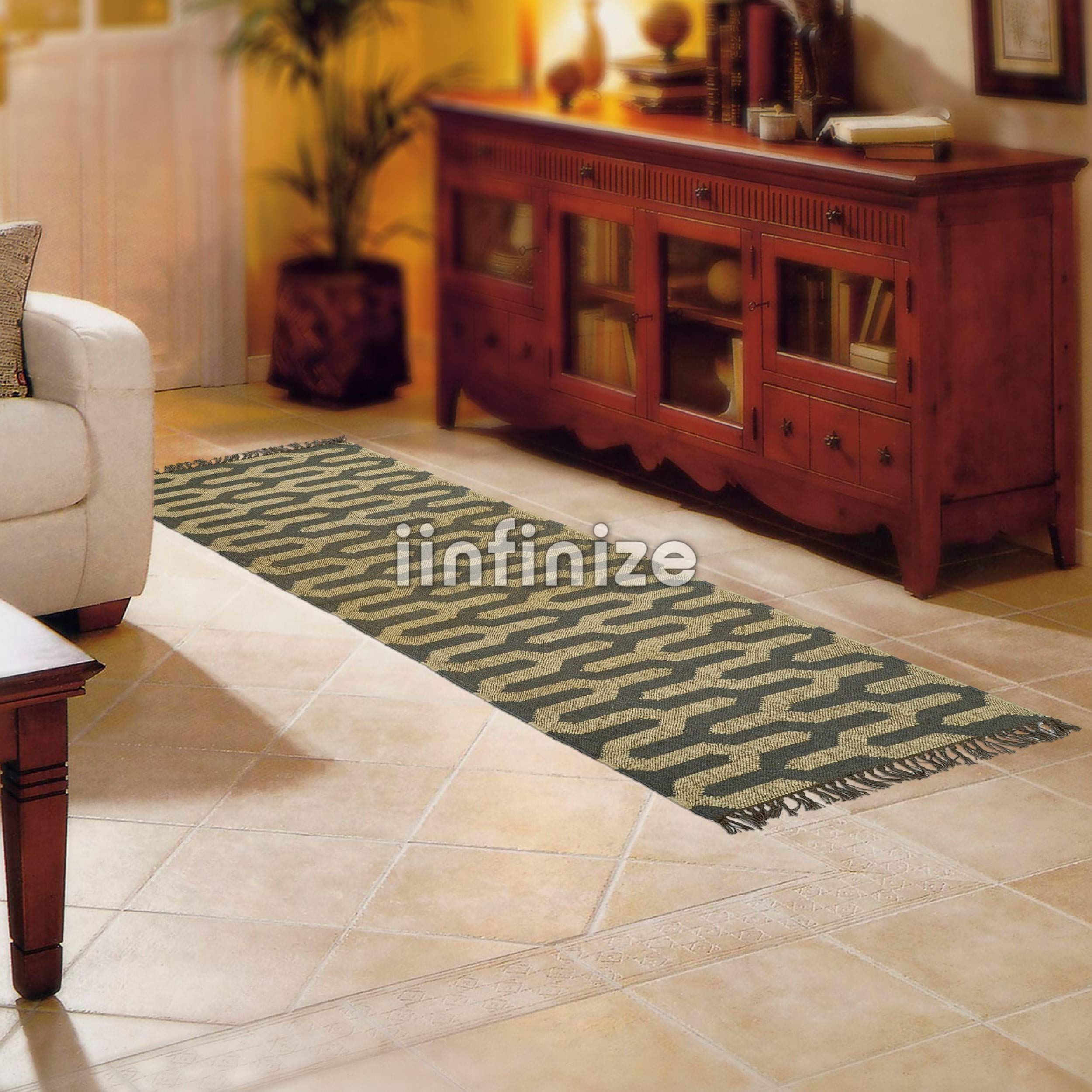Grand tapis de couloir réversible en laine et jute tissé à la main durable turc noué à plat tissé à plat, tapis pour salon, décoration de salon, tapis de sol vintage dari
