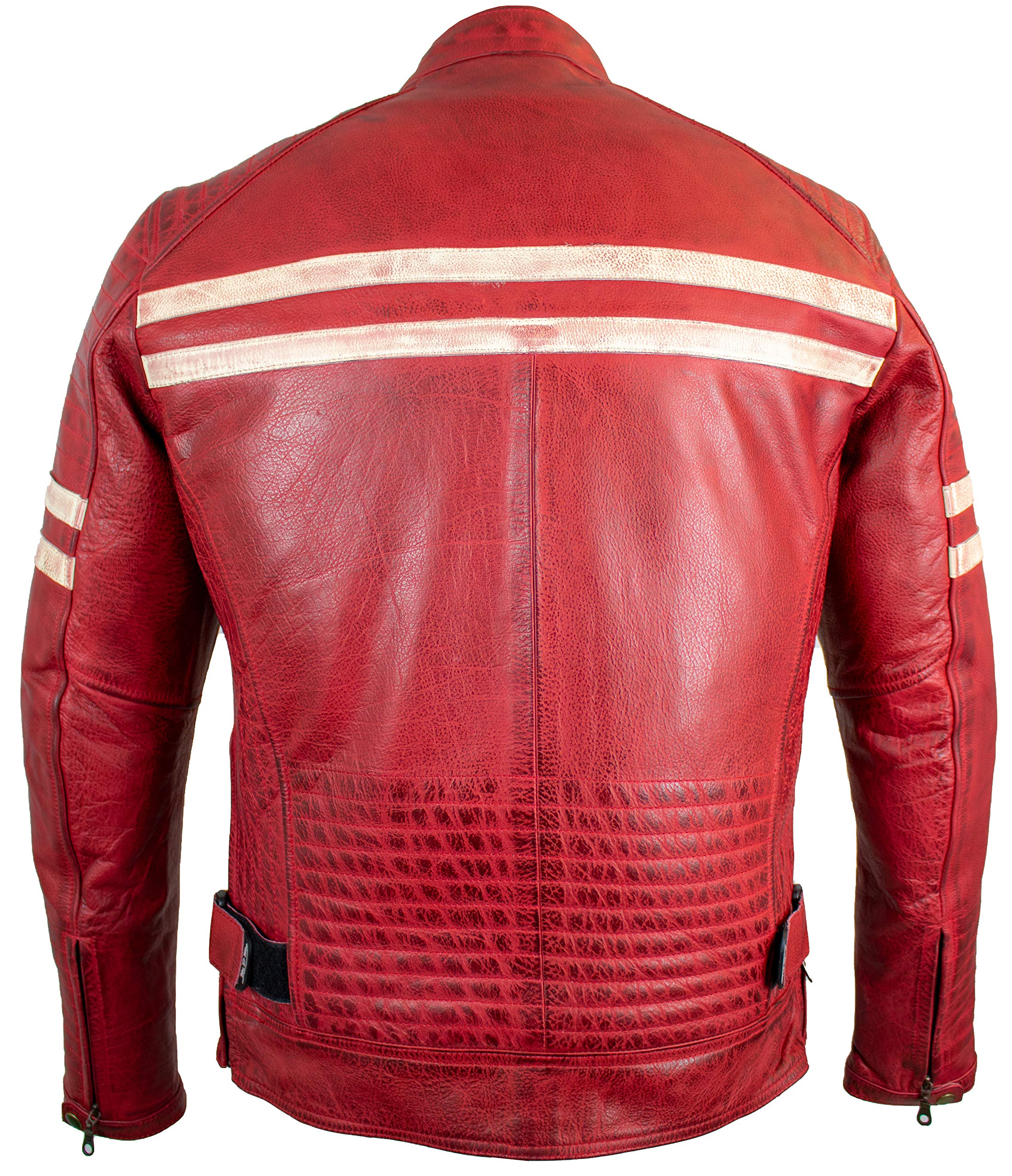 Herren Biker Motorrad Jacke Lederjacke mit Protektoren, Rindsleder