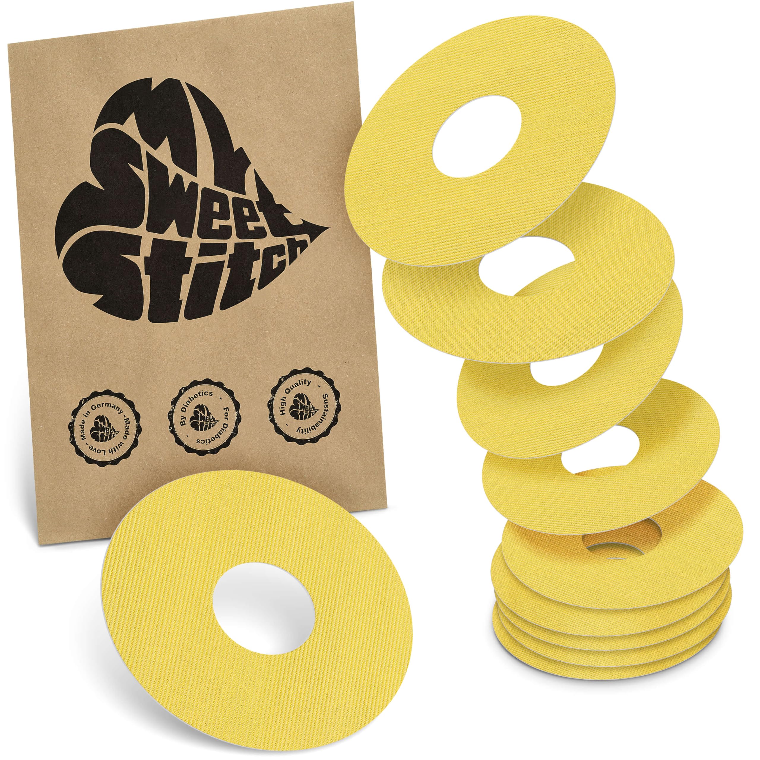 MySweetStitch, 10 x Freestyle Libre 3 Round Patches, Ring Patch diameter 60mm, Inner diameter 20mm, Waterproof, Breathable