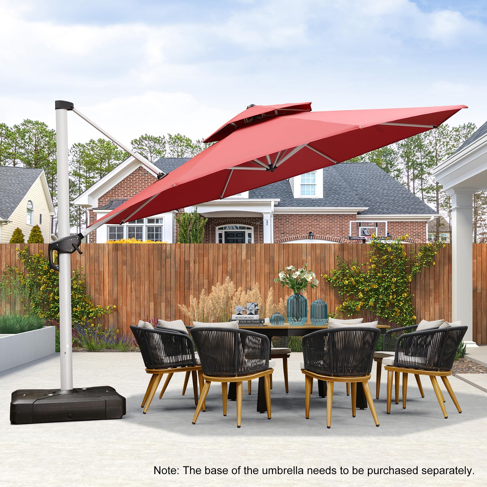PURPLE LEAF Patio Umbrella 13 Feet Double Top Round Deluxe Offset Hanging Umbrella Outdoor Market Umbrella Garden Umbrella, Terra : Patio, Lawn & Garden