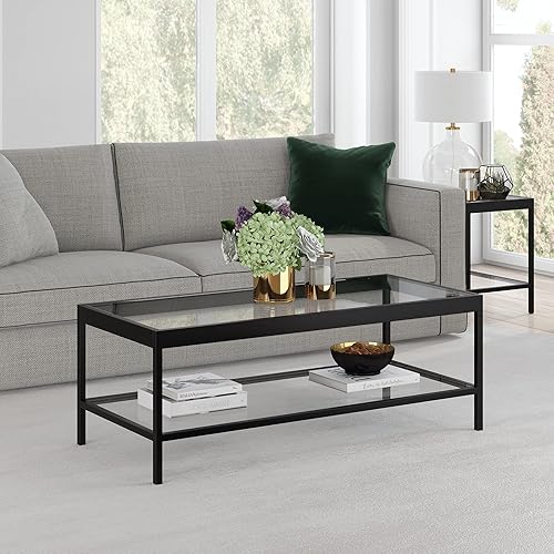 Alexis 45'' Wide Rectangular Coffee Table in Blackened Bronze