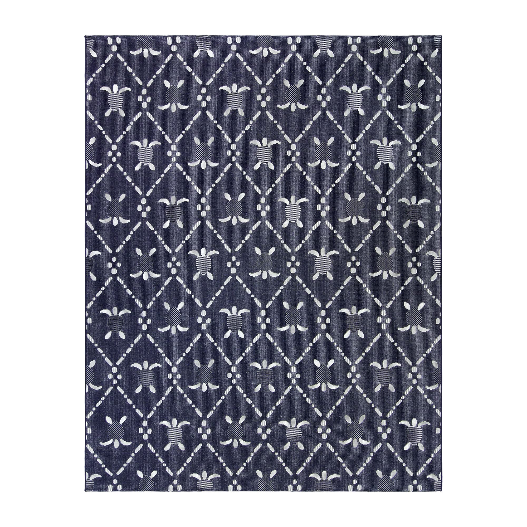 Photo 1 of Gertmenian 46658 Indoor Outdoor Rug Kona Coast by Reyn Spooner Hawaiian Porch Deck Patio Tropical Area Carpet, 5x7 Standard, Turtle Geometric Navy Blue 5x7 Standard Turtle Geometric Navy Blue