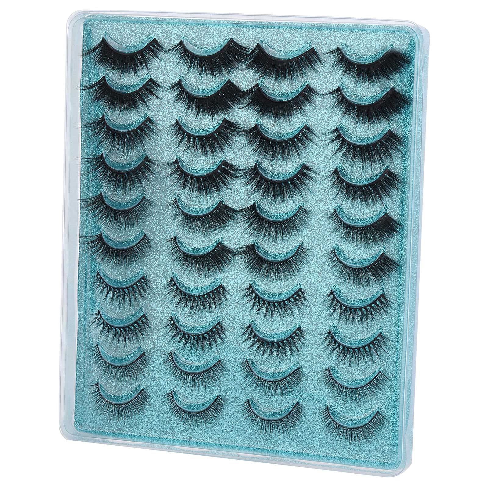 Photo 1 of 20 Pairs False Eyelashes 3D Wispy Lashes Natural Look Fluffy Volume Long Thick Lashes (Lake Blue/5 Styles)