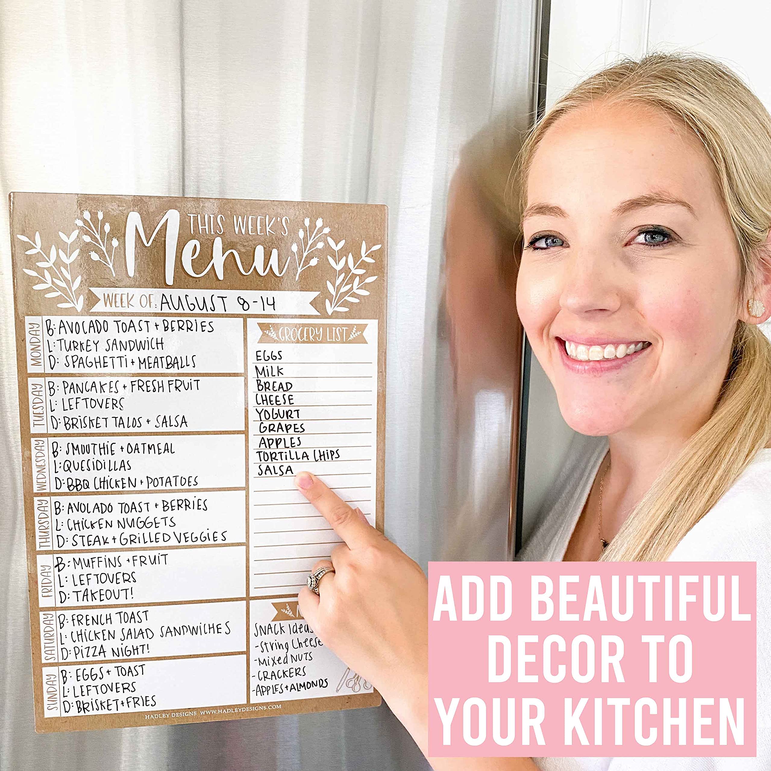 Meal Planner for Refrigerator Rustic Weekly Menu