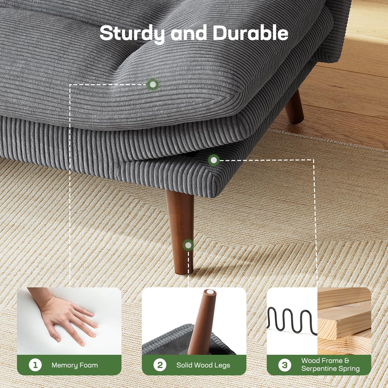 Best Amazon Sleeper Sofa Picks for 2026 2 Marsail 66.02' Futon Sofa Bed, Convertible Corduroy Futon Couch with Adjustable — product photo