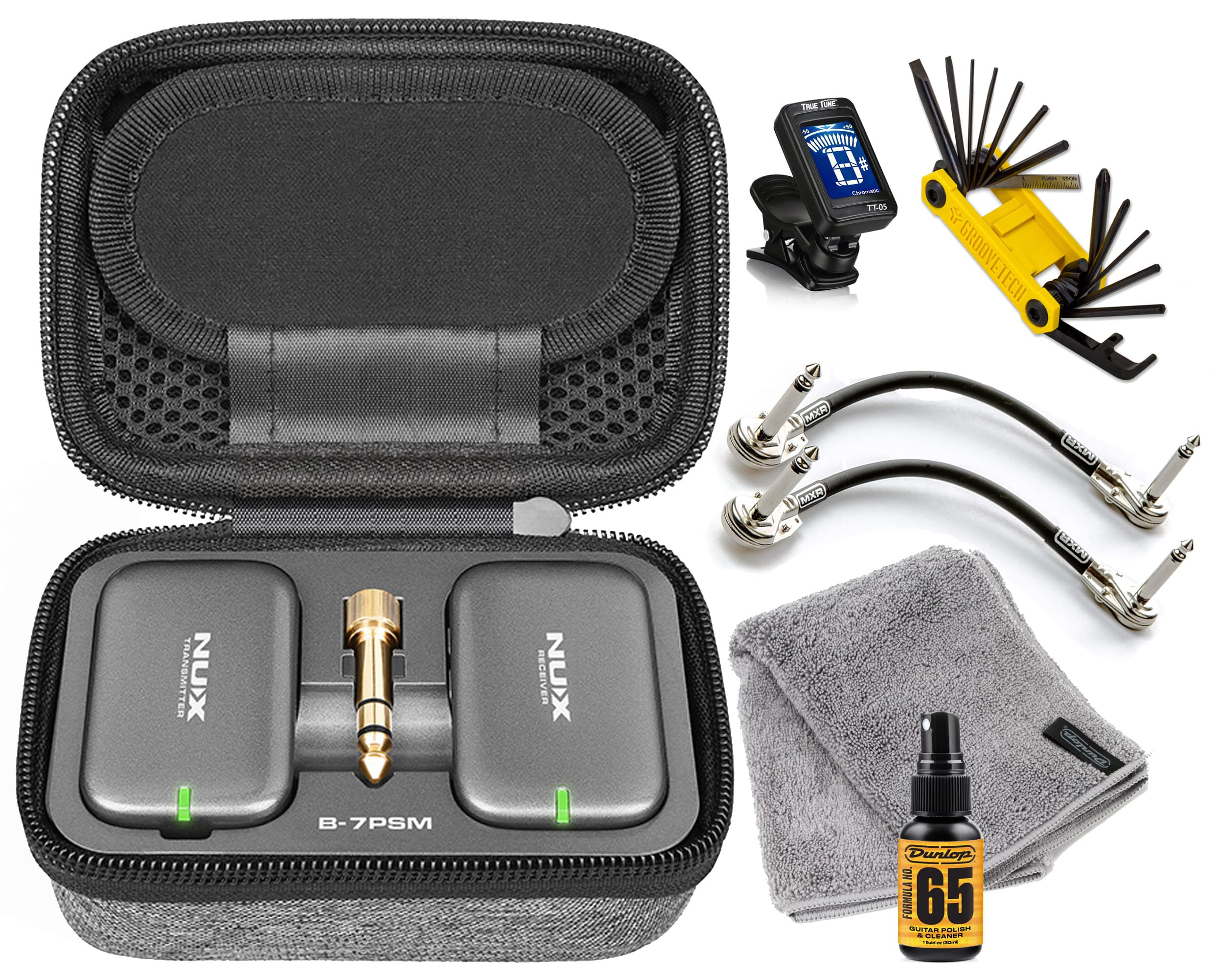 TonebirdNUX B-7PSM 5.8 GHz Wireless in-Ear Monitoring System for Guitar and Other Instruments with Charging Case MXR Bundle