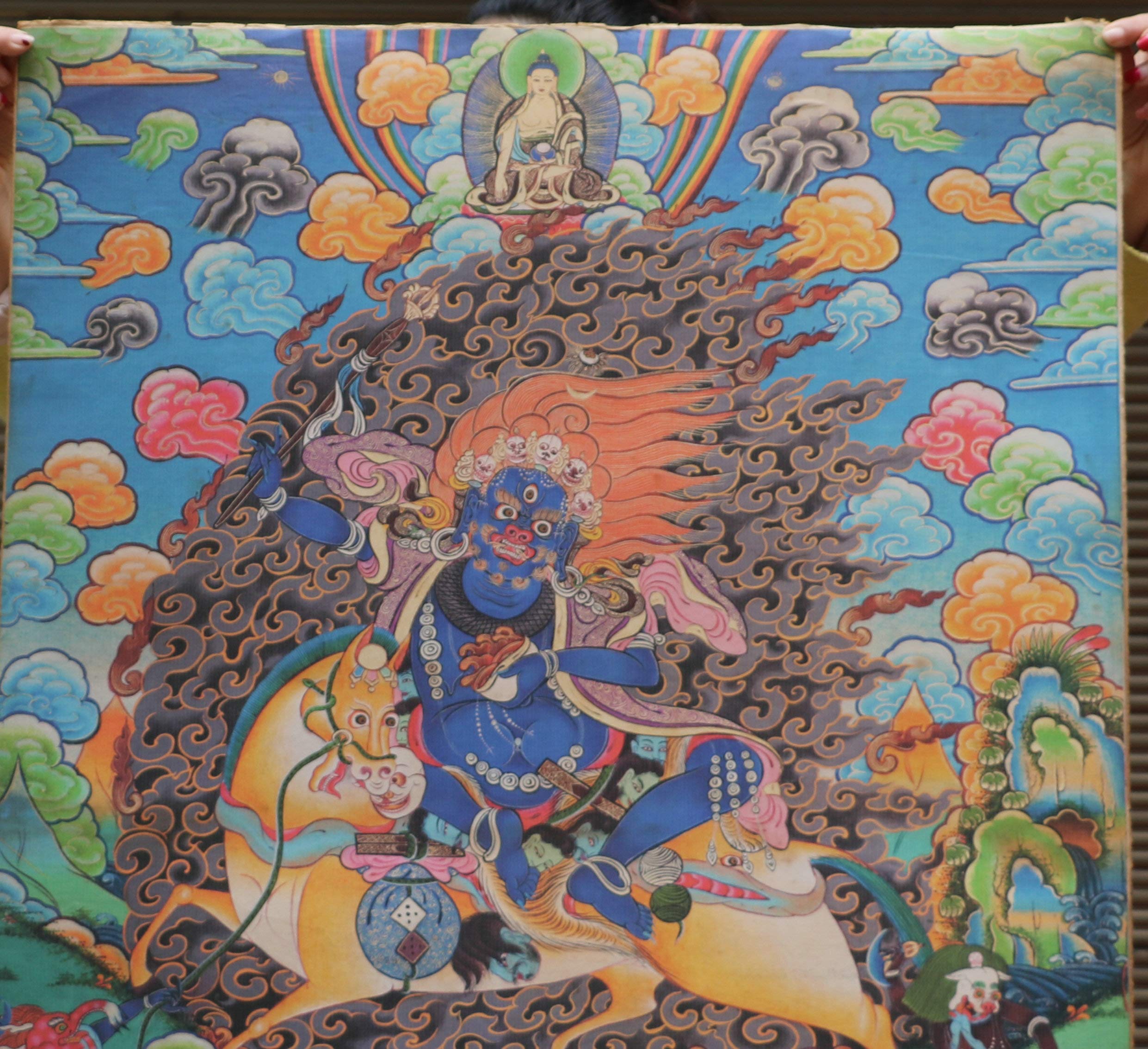 パルデン・ラモ Palden Lhamo 肉筆画 タンカ 曼荼羅 手描き 新品
