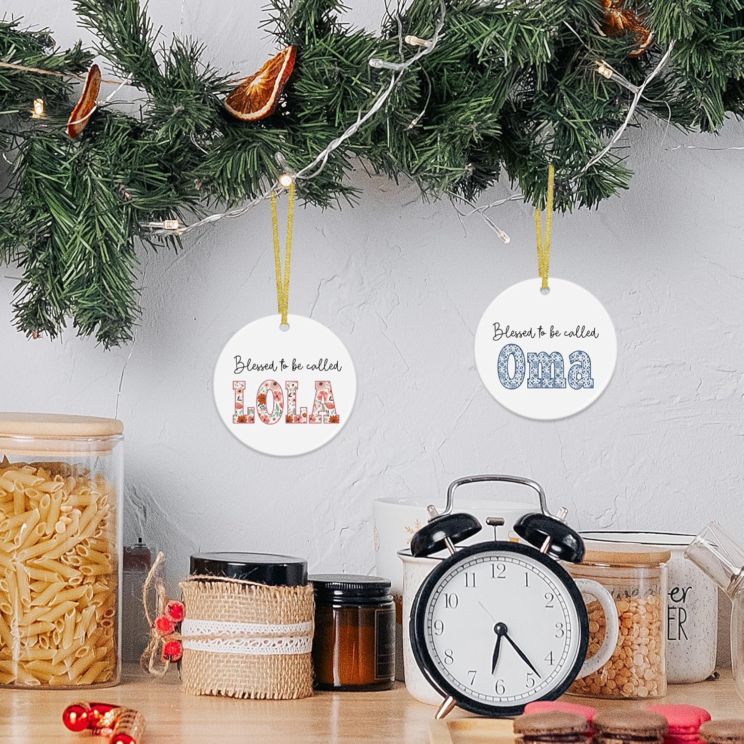 Lola Gifts Christmas Ceramic Ornaments Decor, Lola Ornaments Gifts for Grandma Women, Grandma Haning Ornament Decorations for Christmas Tree Mothers Day Birthday - Image 3