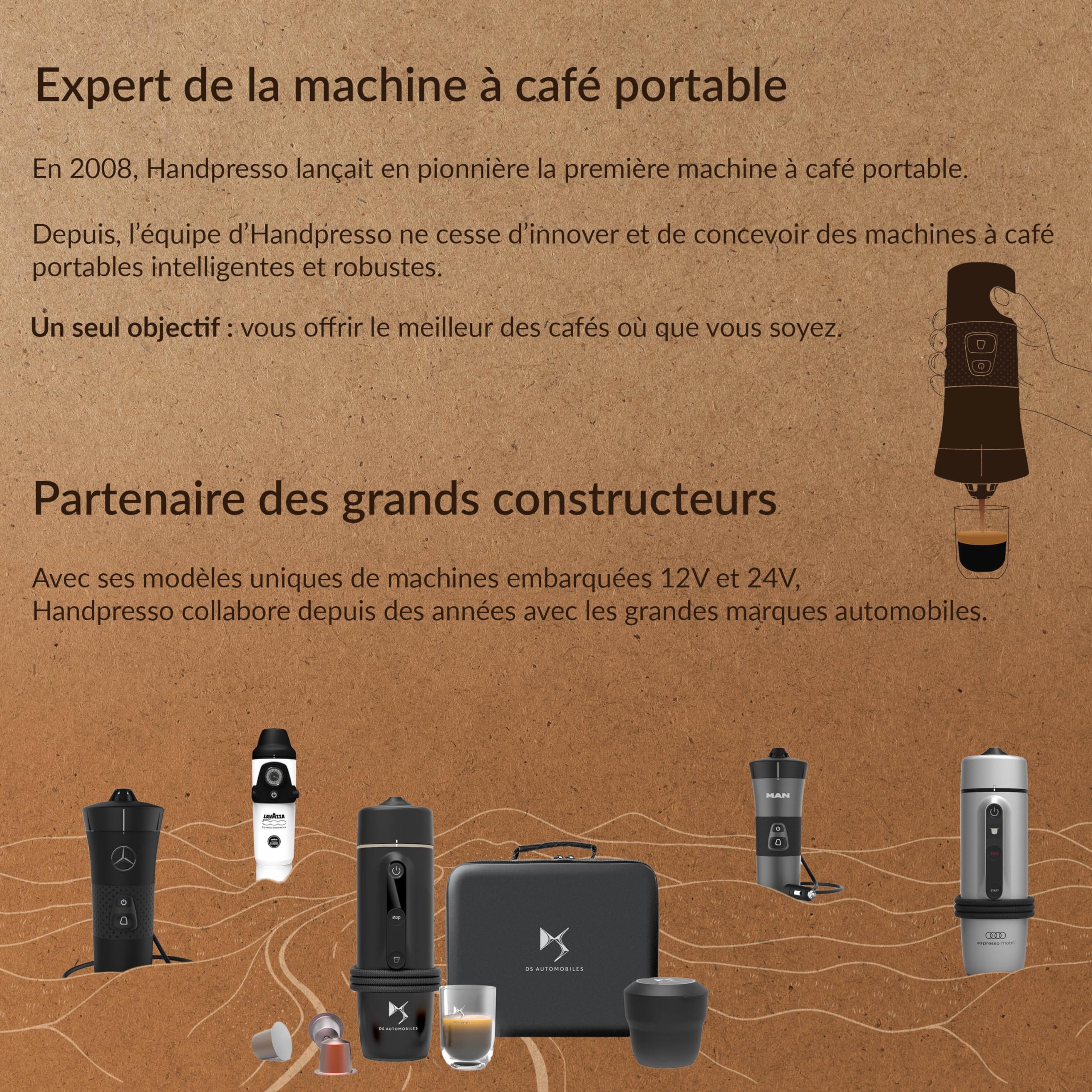 Handpresso E-Presso+ 21710 - Przenośny Ekspres do Kawy 110 ml z USB i Dużej Pojemności - do Espresso lub Mielonej, Czarny