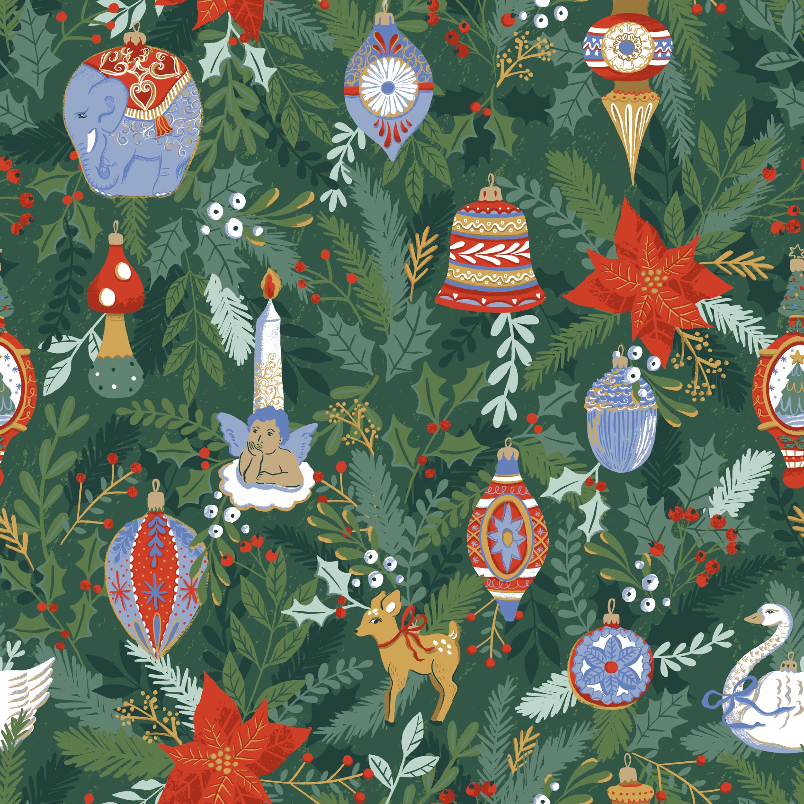 furn. Deck The Halls Set Copripiumino (Verde Pino - Doppio)