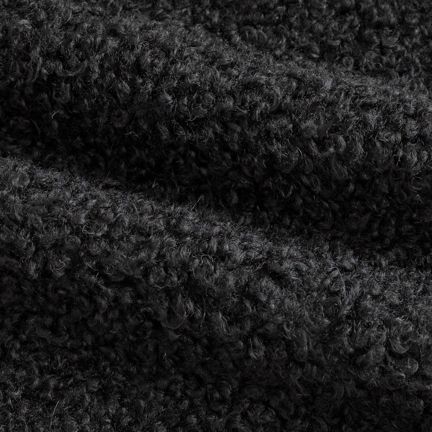 Pack of 2 Curly Teddy Wool Faux Fur Throw Pillow Covers Fuzzy Accent Soft Sherpa Pillowcases Sheepskin Fleece Decorative Cushion Case for Sofa Couch Living Room 18x18 Inch Black - Image 2