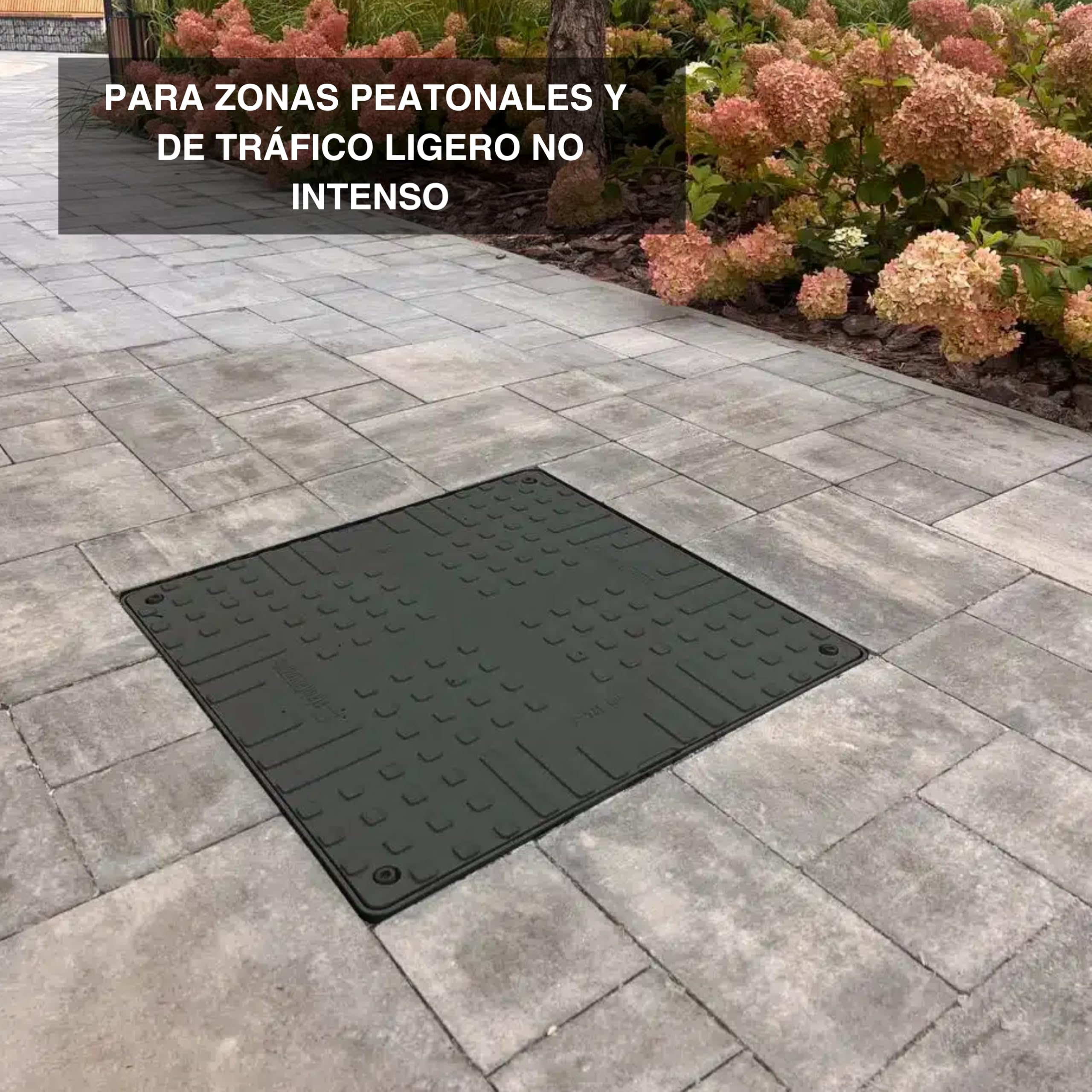 Tapa con Marco VODALAND 60x60 de Plástico Negro - Clase de Carga A15 para Arquetas de PVC, Pozos y Alcantarillas - Tapa Cuadrada para Registro y Alcantarillado