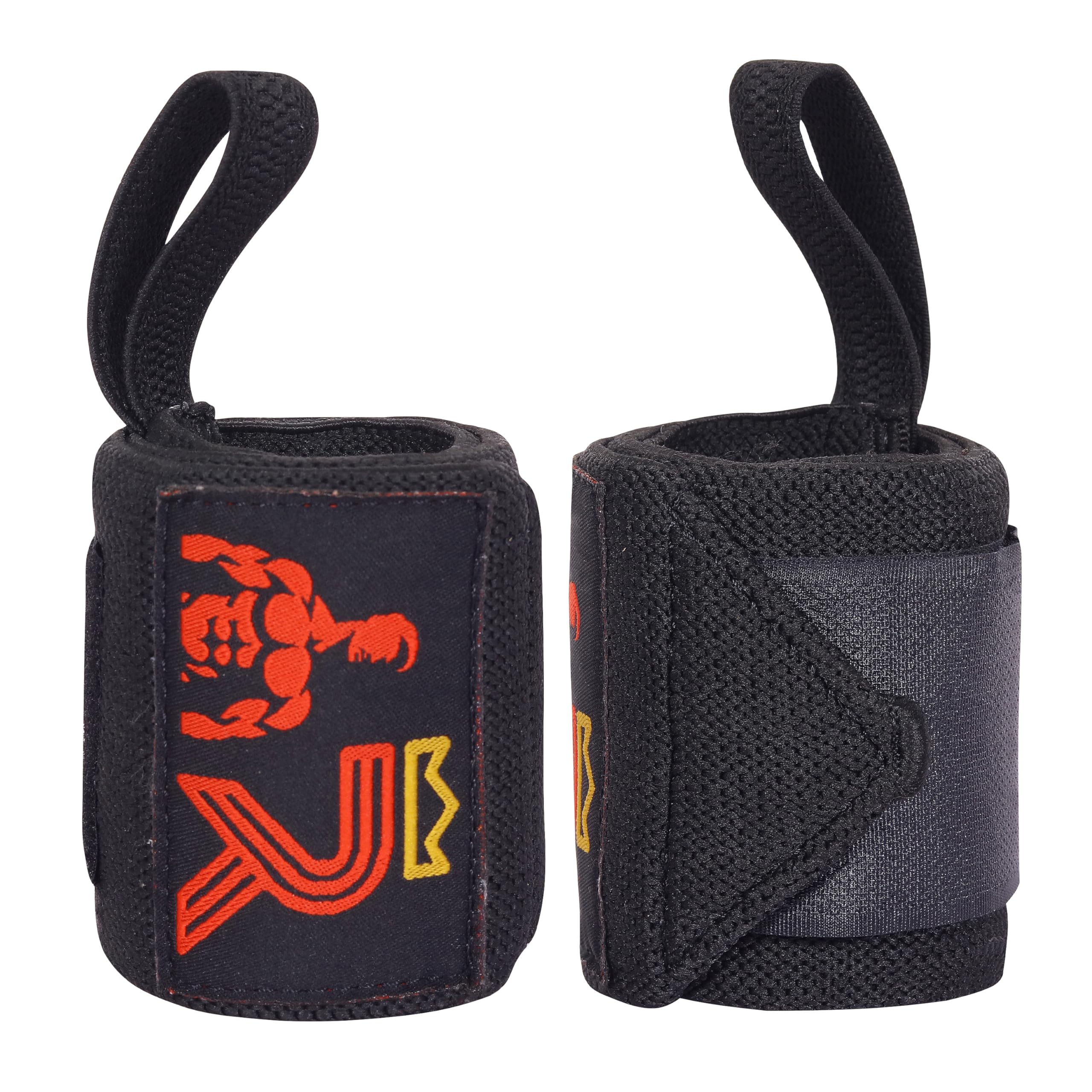 Wrist Straps for Weightlifting and Working Out, Breathable Wrists Wraps with Thumb Loop and Left/Right Tabs Support and Protection (Black)