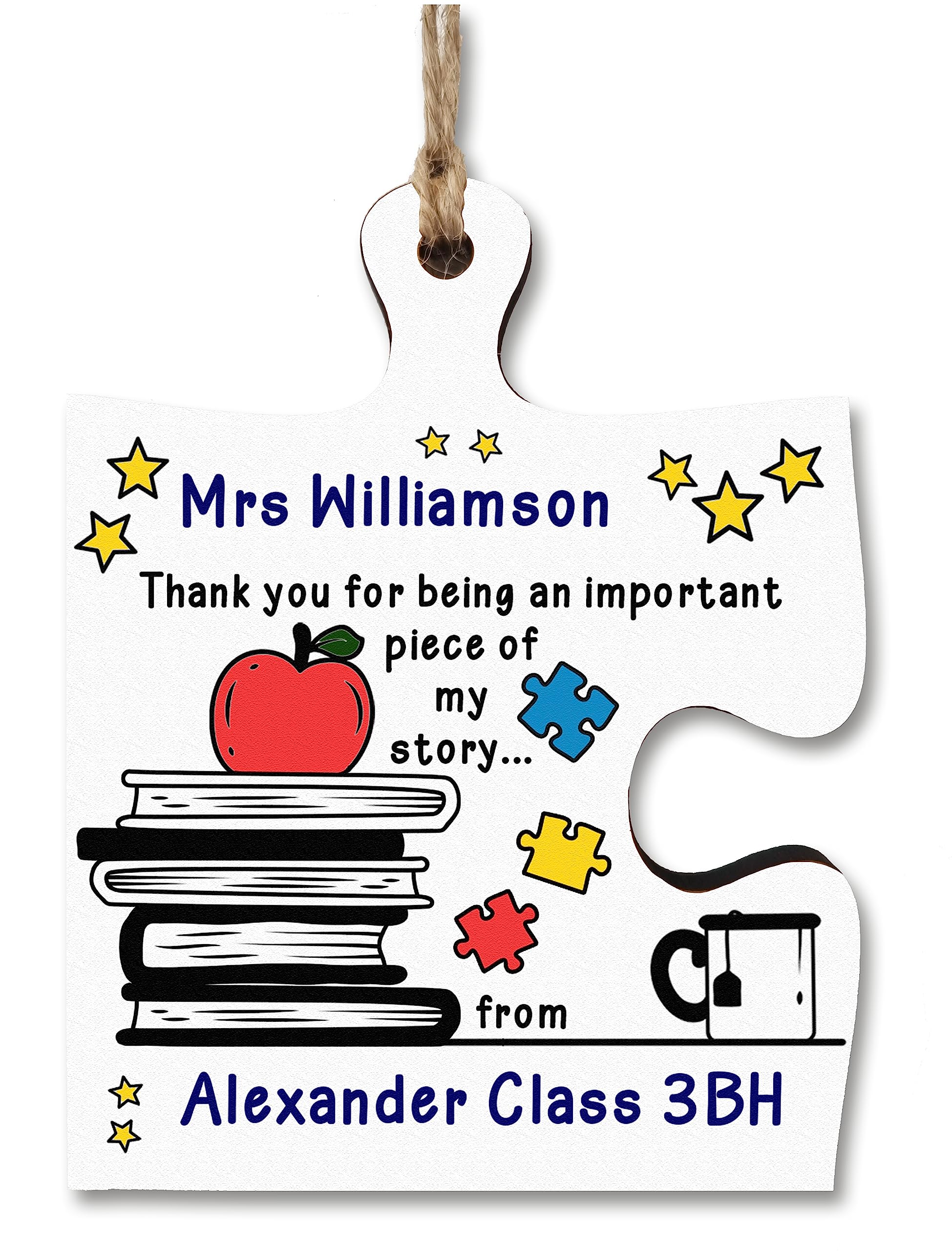 The Plum Penguin Multicolour Thank You Important Piece My Story Best Teacher Jigsaw Puzzle Shaped Decorative Hanging Plaque Sign Card Alternative End Of Term Gift