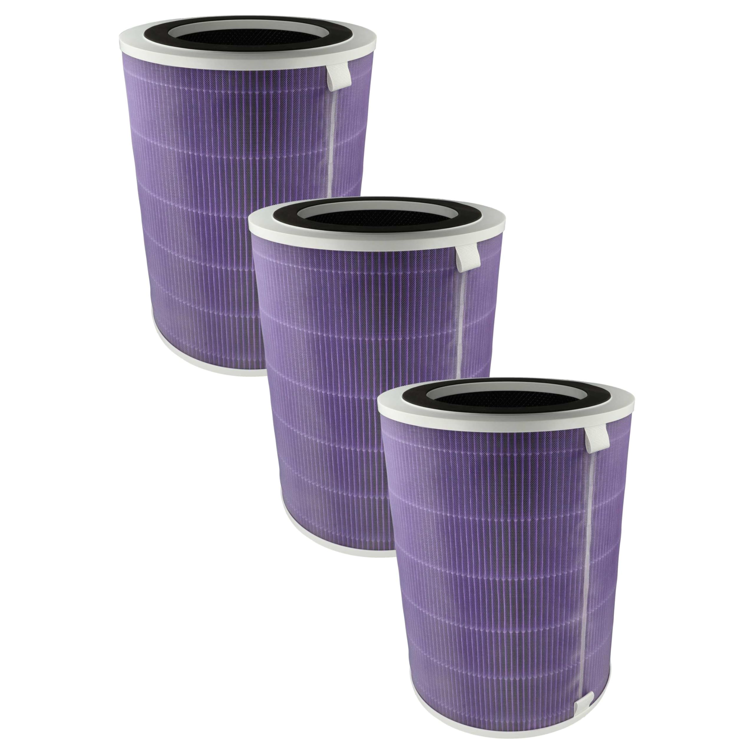 Vhbw Purple 3X Air Filter Compatible With Proscenic A 9 Air Purifier - Combi Filter Pre Filter + Hepa(H13) + Activated Carbon + Silver Ion Filter