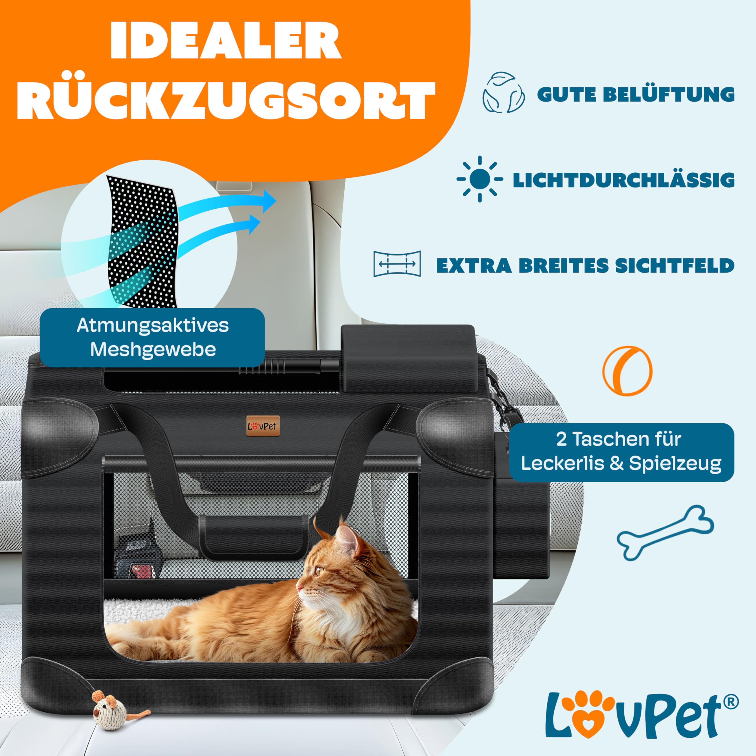 PETCUTE Trasportino Per Cani E Gatti - Borsa Portatile Traspirante Per Viaggi - Foto 3