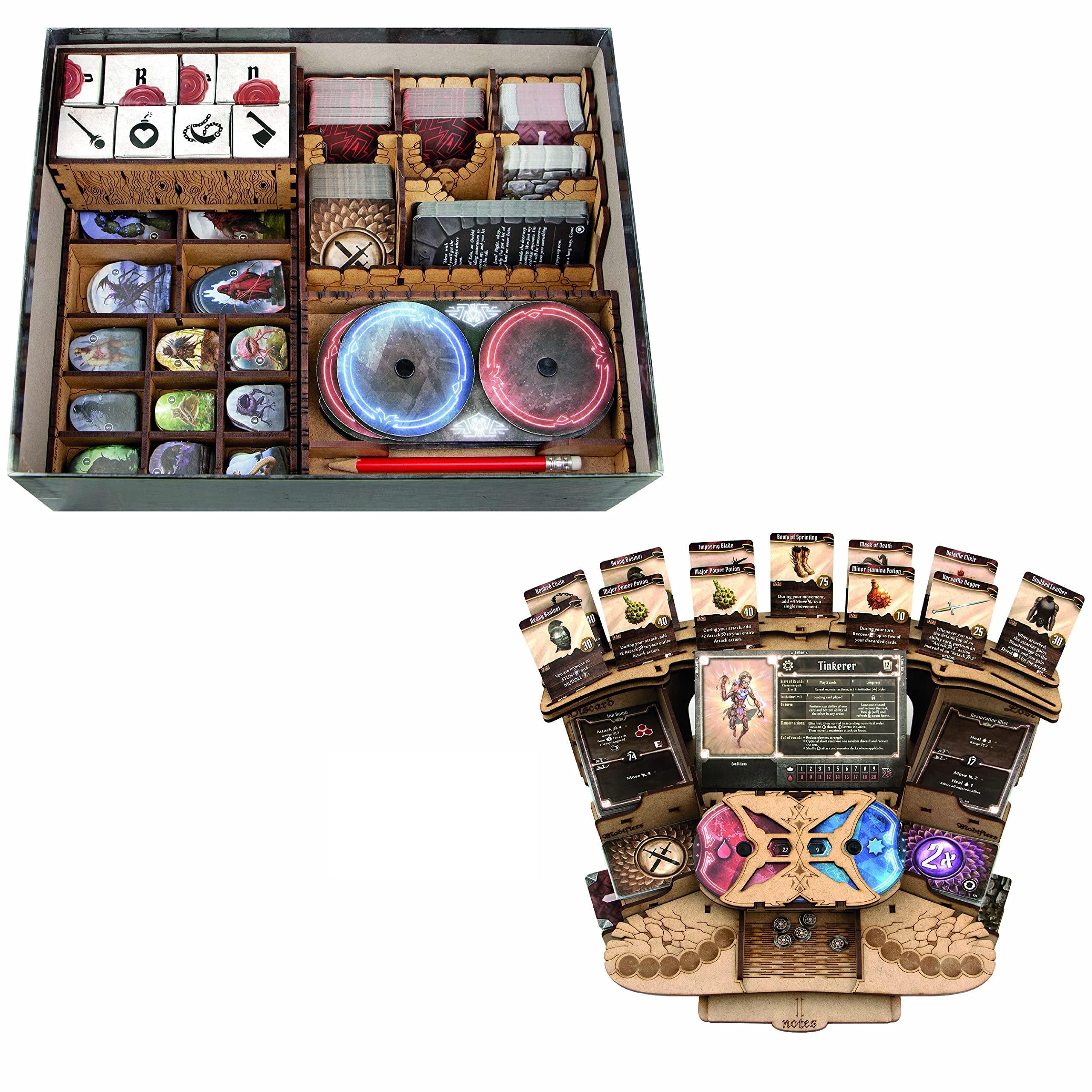 TowerRex Lionsguard Bundle with 3 Playerboards | Storage Solution for Gloomhaven Jaws of The Lion Board Game | Insert for Gloomhaven Jaws Organizer Kit | Gloomhaven Card and Token Tray Box