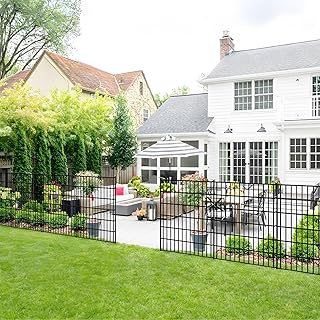 ARIFARO Decorative Garden Fence 5 Panels Total Length 3.5m (81cm High x 71cm Wide) No Dig Animal Barrier Fencing, Pet Fence Rustproof Metal Wire Panel Border for Rabbits, Yard, Patio