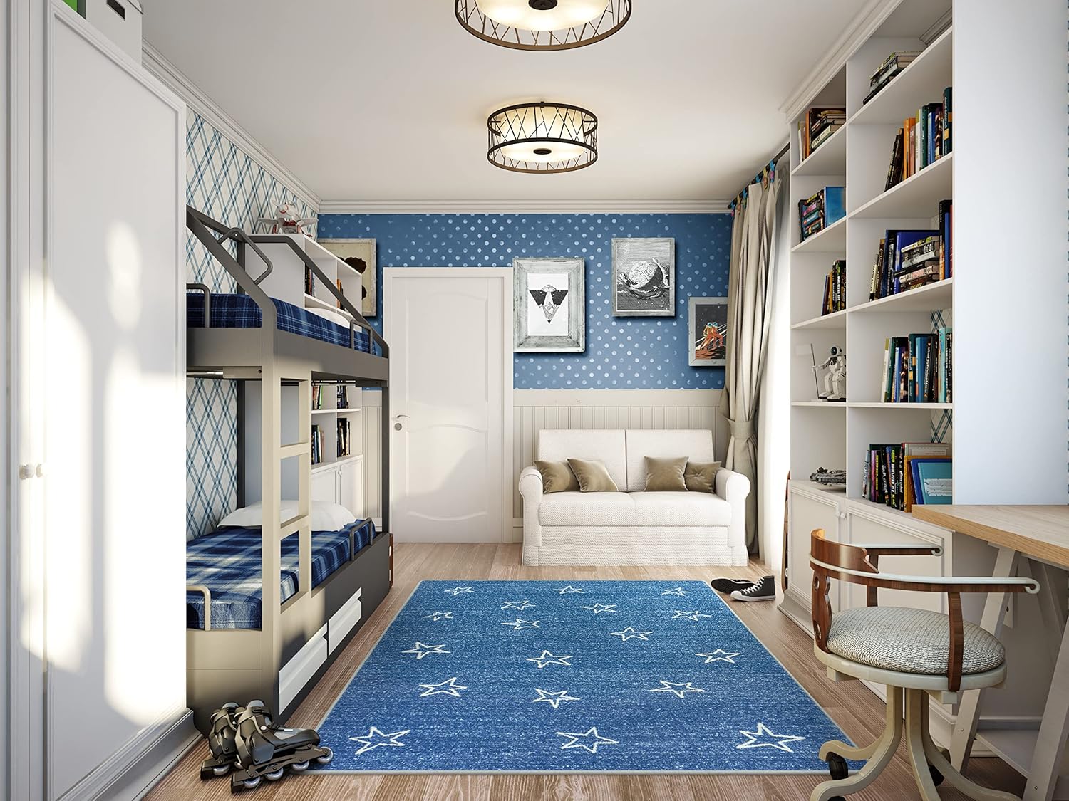 Joy Carpets Shine On 5'4" x 7'8" Area Rug in Color Blue Skies