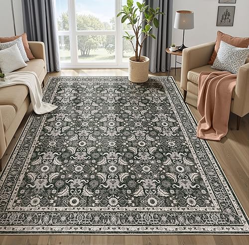 WITSHOCK Living Room Area Rugs 7x9: Soft Non-Slip Backing Washable