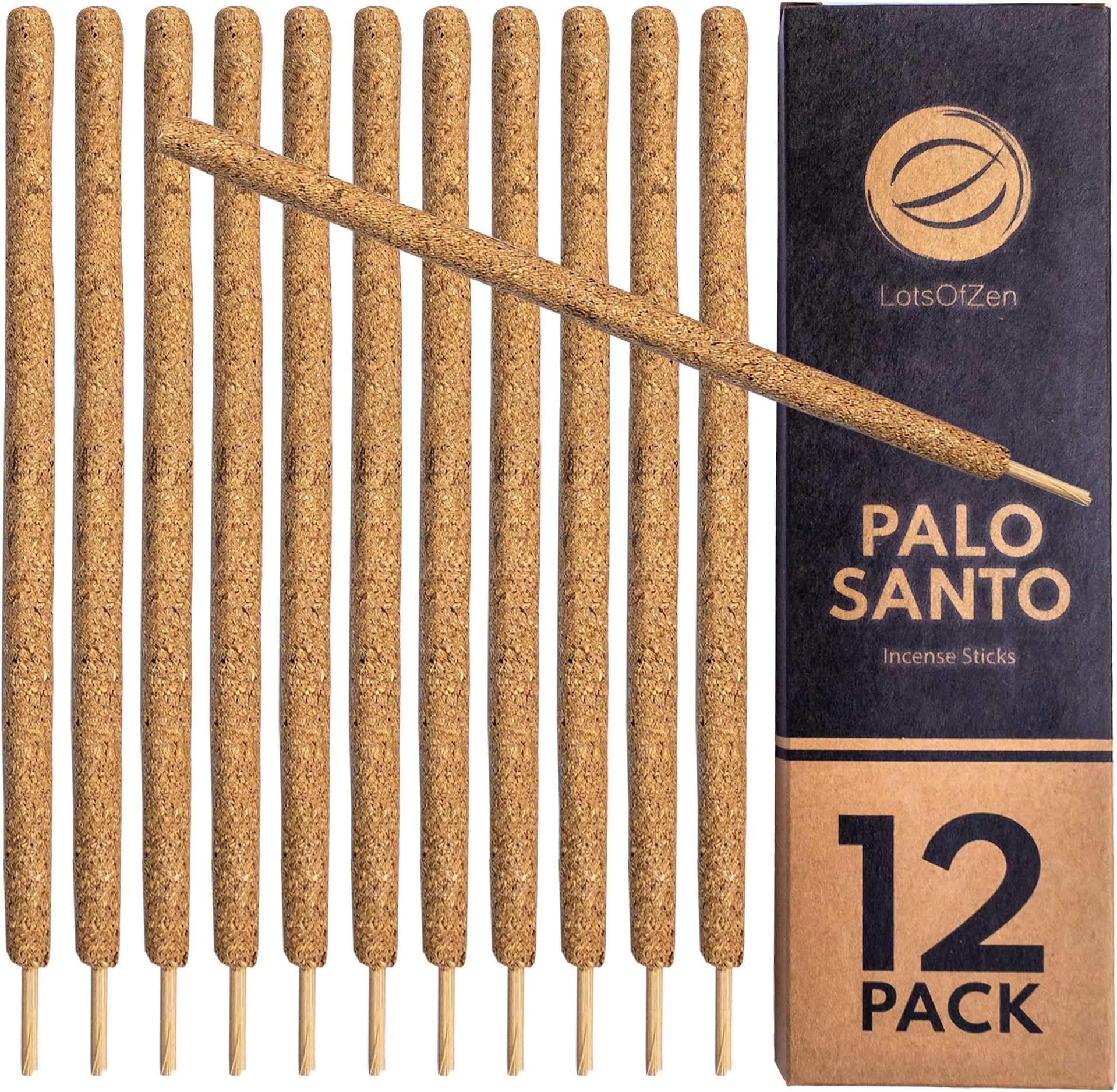 Large Palo Santo Incense Sticks (12 Pack) - Long Burning Handmade Natural Incense for Bad Energy Cleansing from Peru - Thick Palo Santo Resin Sticks