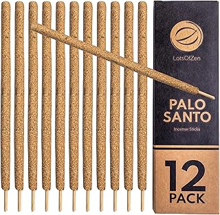 Large Palo Santo Incense Sticks (12 Pack) — Long Burning Handmade Natural Incense for Bad Energy Cleansing from Peru — Thick Palo Santo Resin Sticks