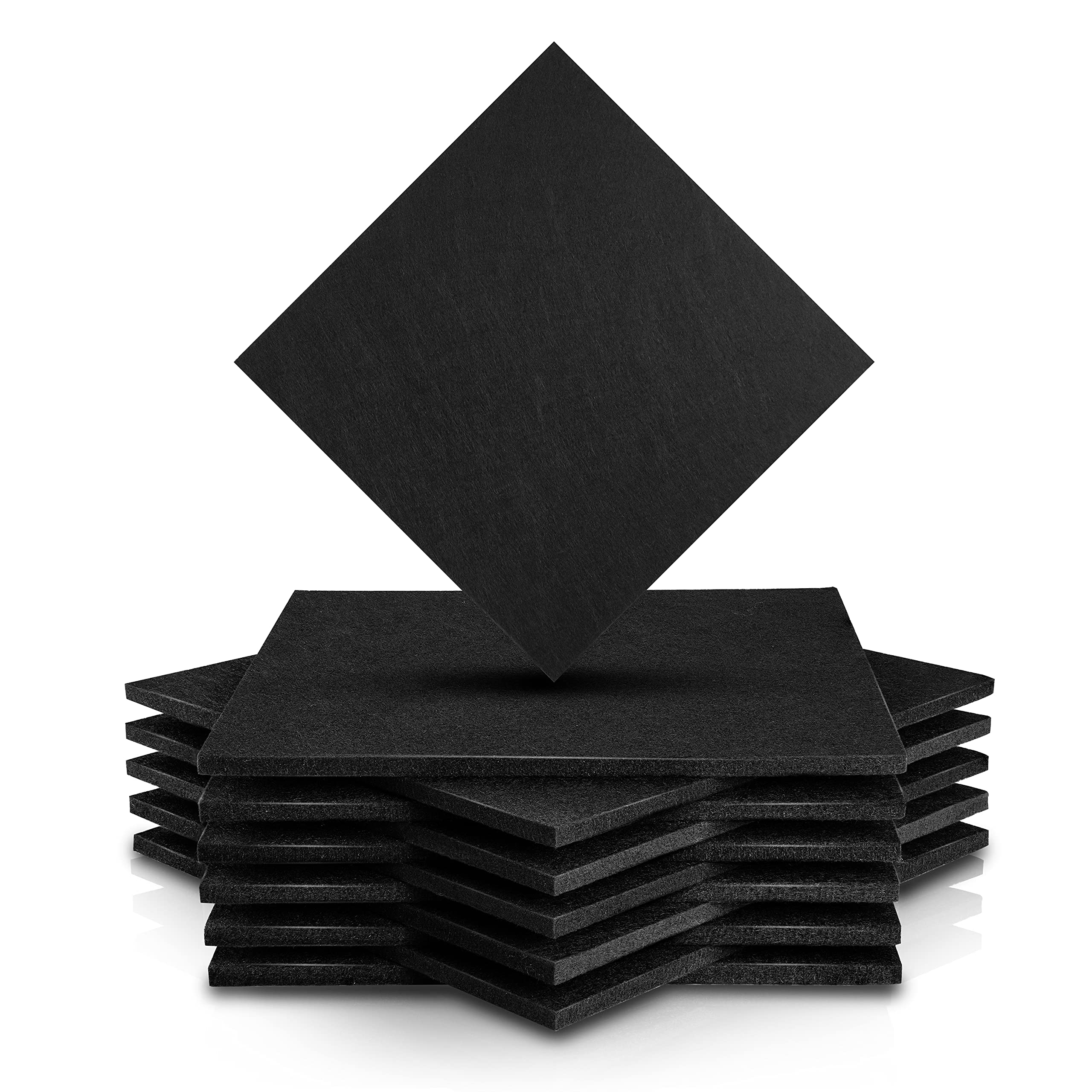 Fstop Labs 12 Pack Set Acoustic Absorption Panel, 12 X 12 X 0.4 Inches Black Acoustic Soundproofing Insulation Panel Tiles, Acoustic Treatment Used In Home & Offices