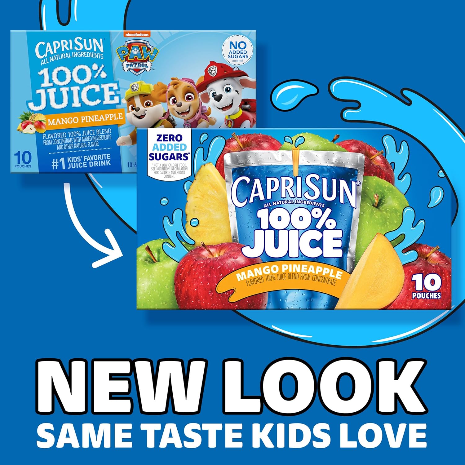 Capri Sun Mango Pineapple Flavored 100% Juice Blend from Concentrate with Added Ingredients and Other Natural Flavor, 40 ct Pack, 4 Boxes of 10 Pouches