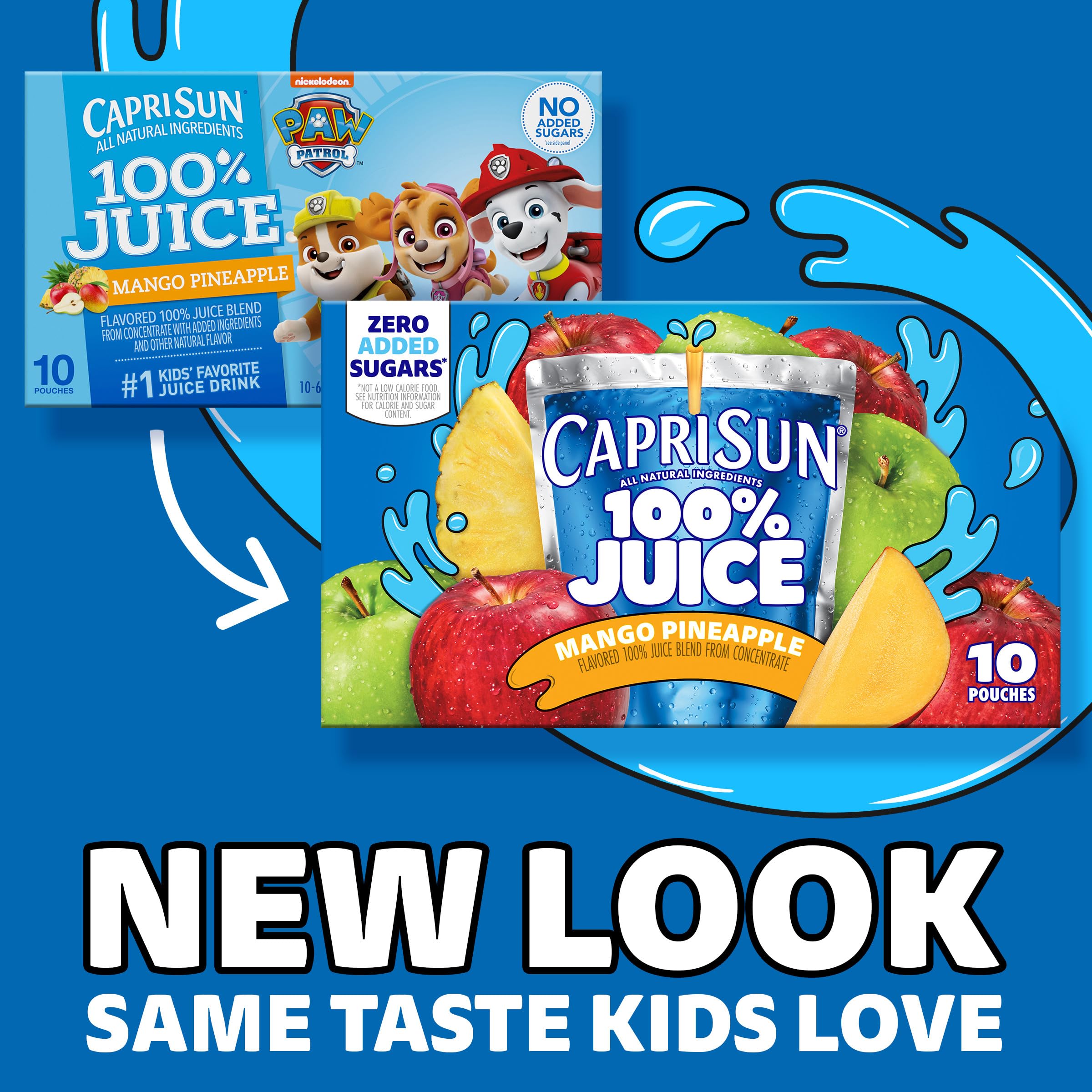 Capri Sun Mango Pineapple Flavored 100% Juice Blend from Concentrate with Added Ingredients and Other Natural Flavor, 40 ct Pack, 4 Boxes of 10 Pouches