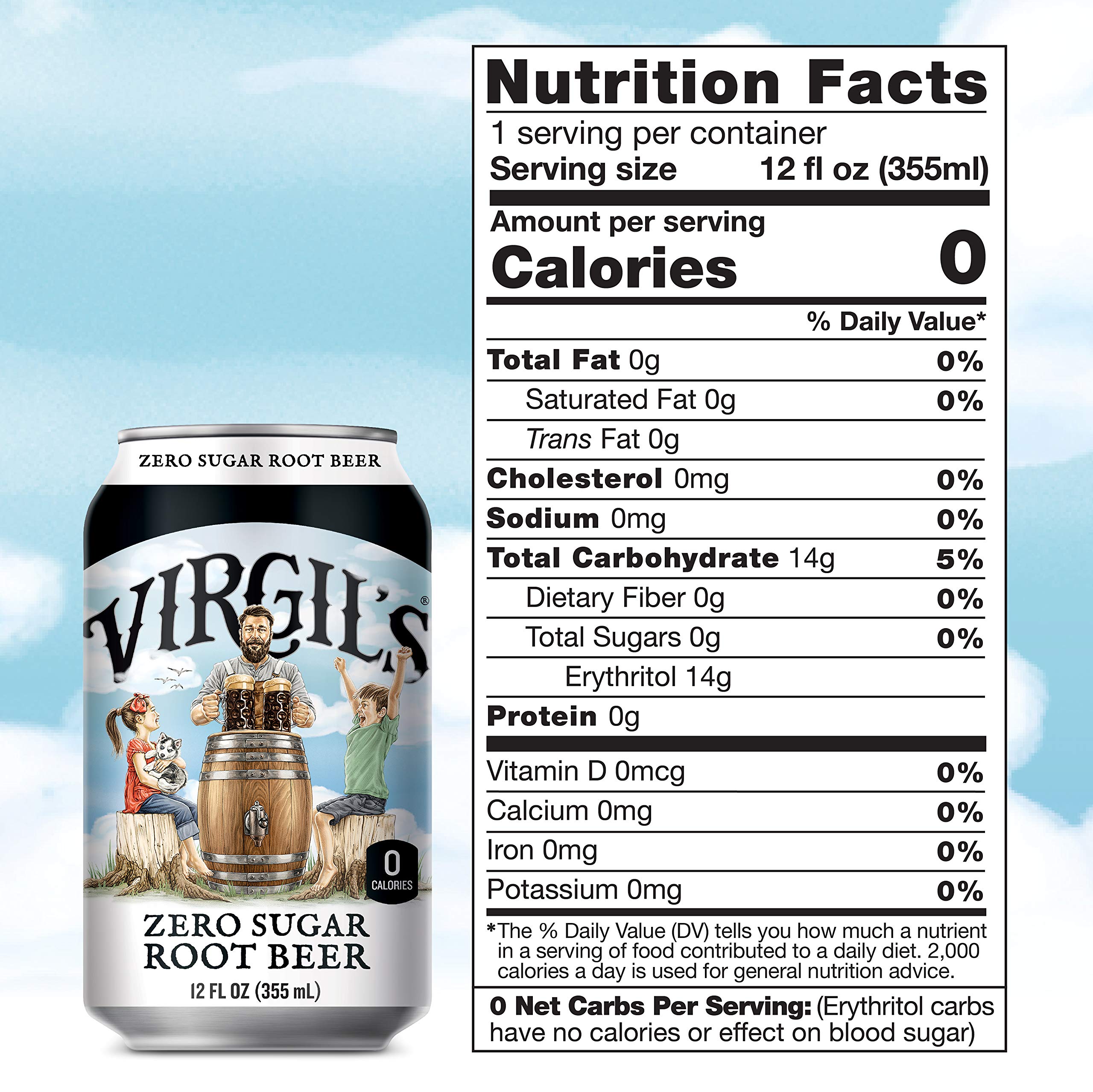 Virgil’s, Zero Sugar Root Beer, Great Tasting Zero Calorie Keto