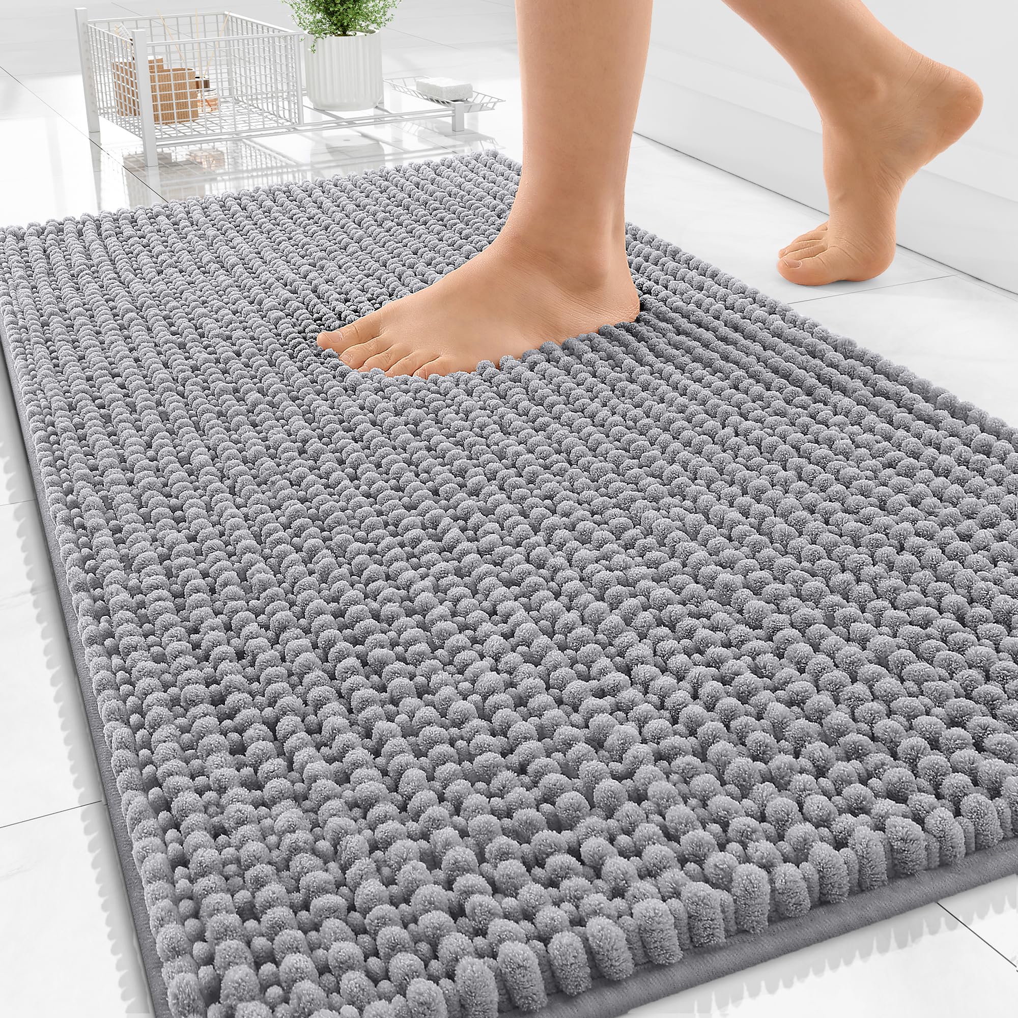 OLANLY Thick Bathroom Rugs 30x20 Extra Soft Absorbent Chenille Bath Rugs Rubber Backing Machine Wash Dry Bath Mats
