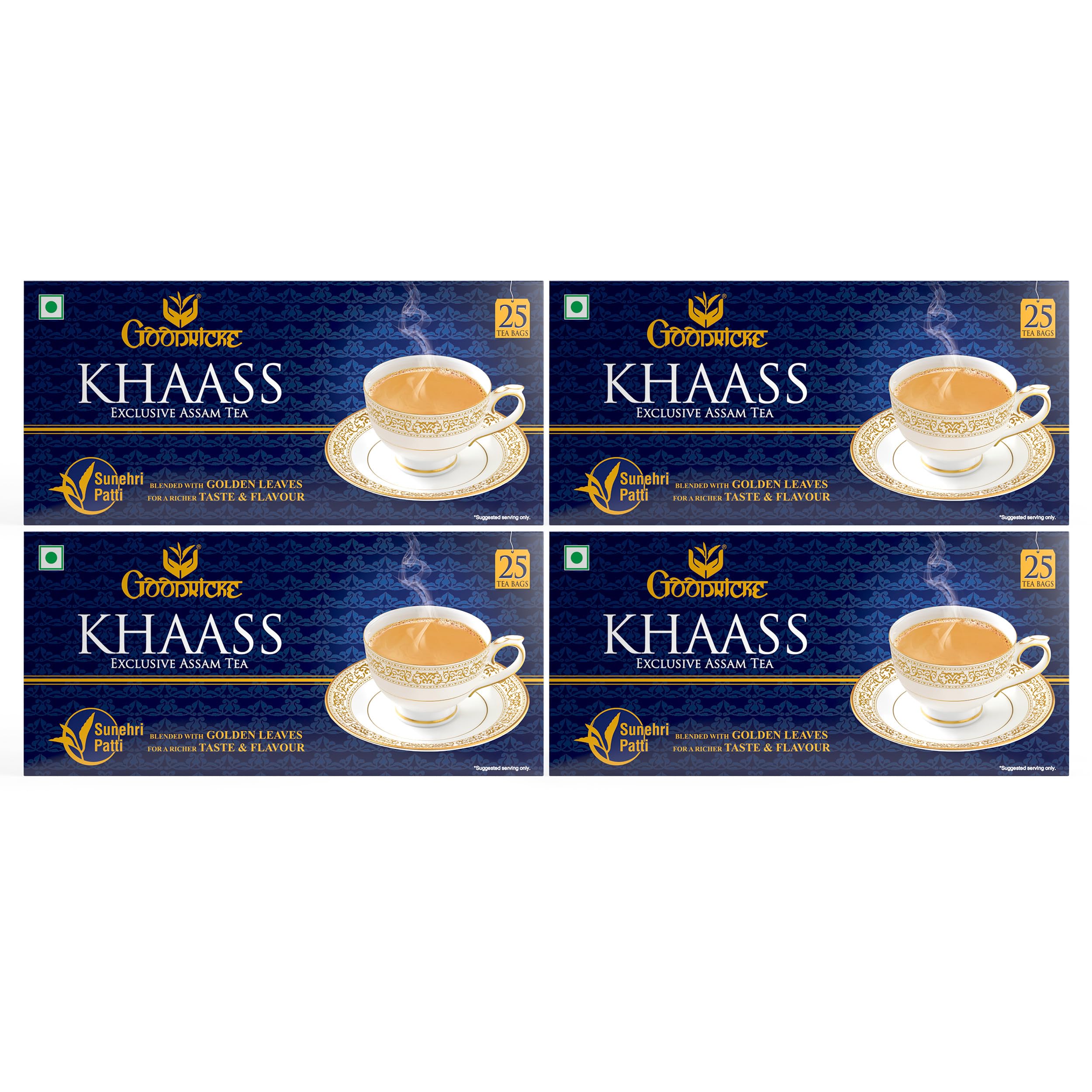GOODRICKE Khaass Assam Tea - 25 Tea Bags (Pack of 4) | 100% Natural Assam Chai with Golden leaves | Sweet Lasting Flavour (B07YCCTYGM) Amazon Price History, Amazon Price Tracker