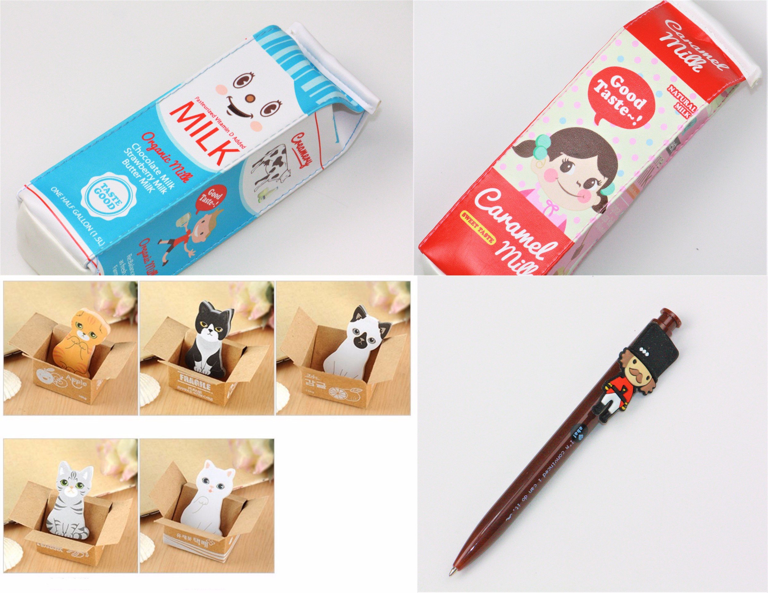 Amazon | 【MM-108】 牛乳パック ペンケース ポーチ & 猫ちゃん付箋 