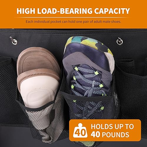 Miniatura 10 de Bolsillos para zapatos de caravana, 6 bolsillos grandes, organizador de almacenamiento pesado con ganchos resistentes, bolsillos de almacenamiento