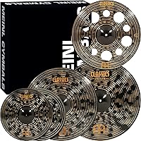 Vista 1 de Conjunto de platillos en caja con hihats de 15", choque de 20", choque-paseo de 22" más un choque de basura de 18" gratis – Classics Custom Dark