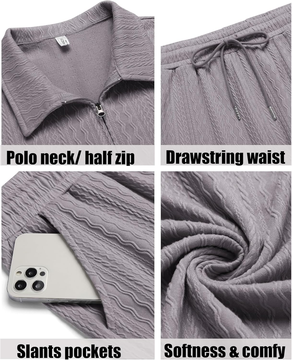 COOFANDY Men's 2 Pieces Outfits Casual Quarter Zip Polo Shirt and Shorts Set Athletic Jogging Summer Tracksuit - Image 4