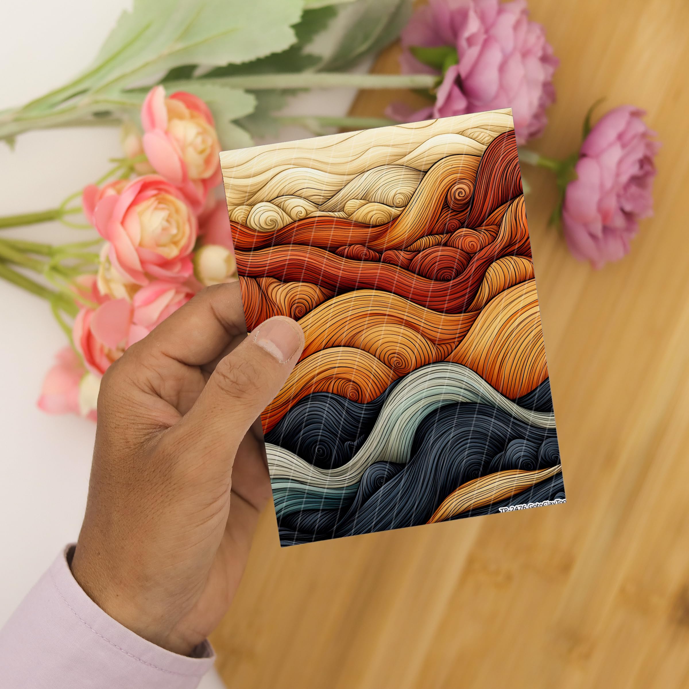 GOTO CLAY TOOLS Zentangle Transfer Paper - 6 Pcs, Transfer Paper for Polymer Clay, Earth tone Polymer Clay Transfer Sheet for Jewelry Making ZEN-R1TP2