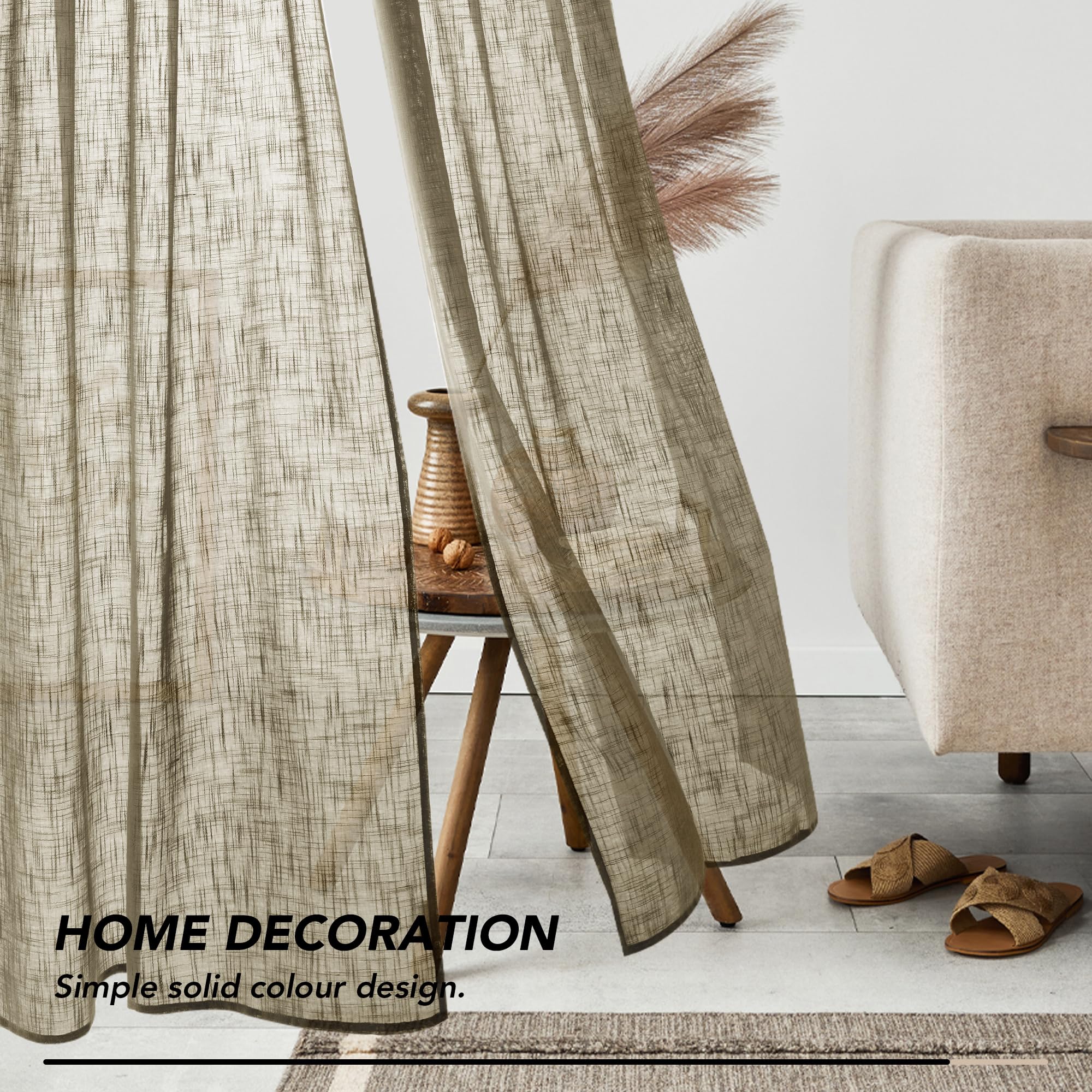 Voilages Deconovo Lot De 2 - Motif Jacquard 140x138cm Gris Avec Œillets Métal