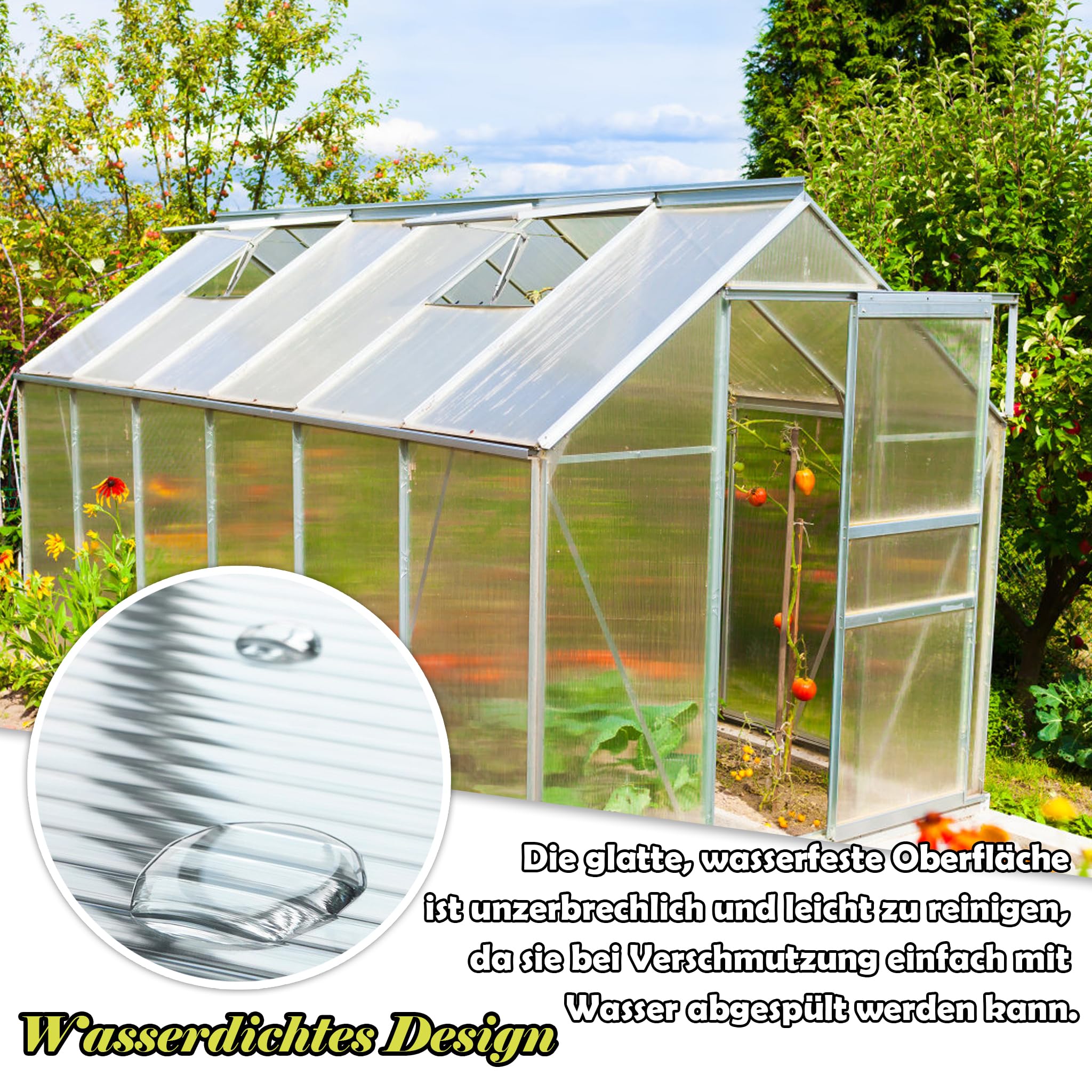 14 Stück Polycarbonat Hohlkammerstegplatten, 4 mm Stärke, 60,5 x 121 cm, 10,25 m² Gewächshausplatte Stegplatten Doppelstegplatten, Gartenbau Carports UV-beständig und Stoßsicheren