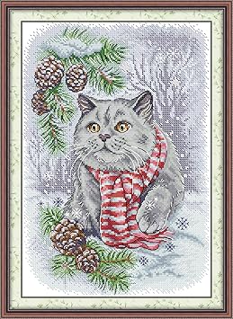 CROSSDECOR Stamped Cross Stitch Kit Fantastic Cross Stitch Ornament Kits for Adults Beginners 14CT Stamped Embroidery Set Animal Patterns Arts Craft Kits for Home Wall Decoration